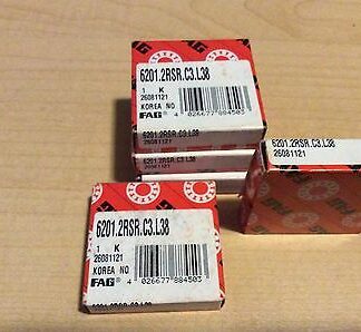 5-FAG, Bearings #6201.2RSR.C3.L8, 30day warranty, free shipping lower 48!