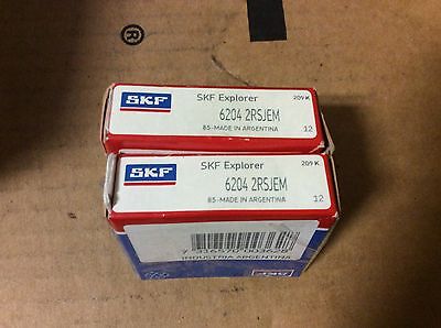 2-SKF Bearings, #6204 2RSJEM, Free shipping to lower 48, 30 day warranty!