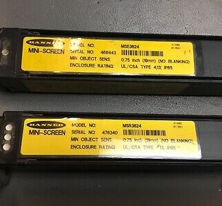 Set of Banner Mini Screen light curtains, MSE3624, MSR3624, clip off one side