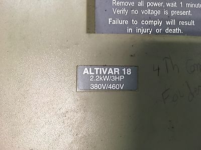 Square-D Telemecanique 2.2kw/3hp drive, #ATV18U41N4, cover screw missing, dirty - Image 3