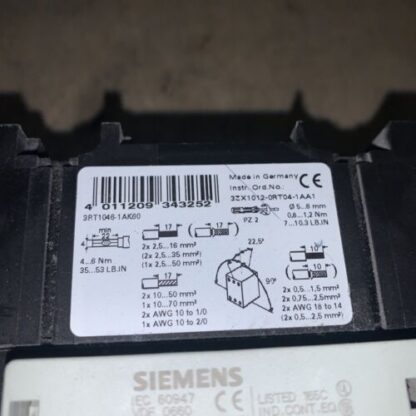 Siemens #3ZX1012-0RT04-1AA1, coil 110/120v, - Image 3