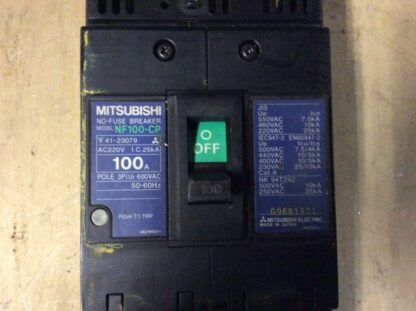 Mitsubishi No-Fuse Breaker, #NF100-CP, 100amp, 3 pole 600vac, free shipping - Image 2