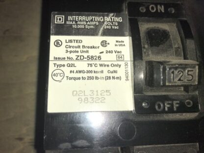 SQUARE D, Breaker, #ZD-5826, 125amp, With Warranty, Free Shipping To Lower 48. - Image 5