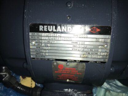 REULAND Motor, #0007C-1BAB-0132, 3/4hp, 1800rpm, 460v, 182FR,  With warranty. - Image 4