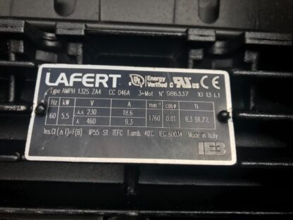 LAFERT Motor, #AMPH132SZA4, 5.5kw, 7.5hp, 1760rpm, 460/230v, NEW, With Warranty - Image 8