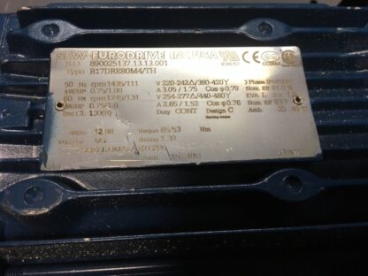 SEW-Eurodrive motor, type-R17DRE80M4/TH, kw/hp 0.75/1.00, 3ph, torque 65/53 Nm - Image 2