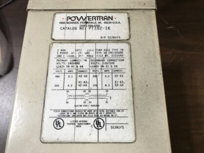 POWERTRAN Transformer, #PT102-1K, With Warranty. - Image 2