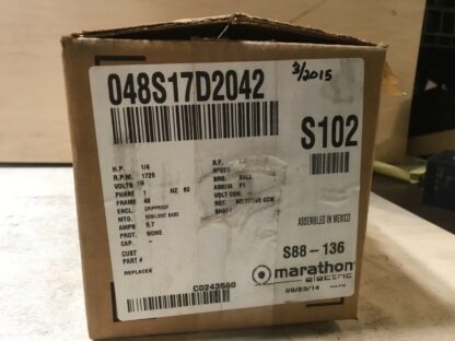 Marathon Electric Motor #S102,  30 Warranty, Free Shipping to lower 48