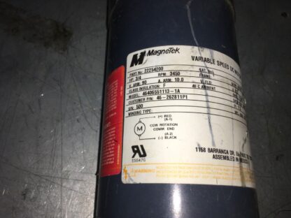 Magnetek Variable Speed DC motor, 46406551113-1A, 3/4hp, 3450rpm, ADI-1044 - Image 2