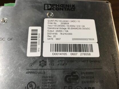 PHOENIX CONTACT Power Supply, #PS-100-240AC, 30 day warranty - Image 3