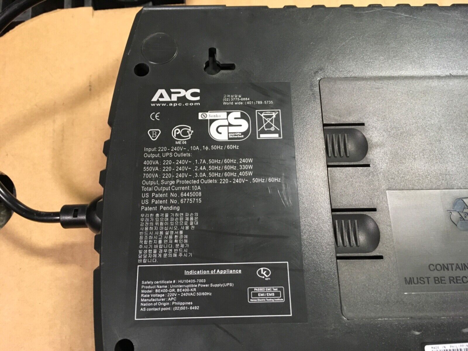 APC BACK UPS ES400, BE400-KR, great condition, LG-46 - Image 3