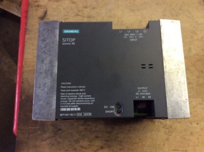 Siemens SITOP Power 40 power supply, #6EP1437-1SL11, in-3ac 400v, out-24v/40a