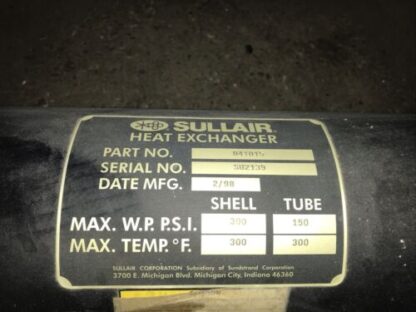 SULLAIR Heat Exchanger, #041015,  300max Psi, Freight Shipping - Image 2