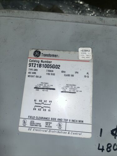GETransformer #9T21B1005G02, 7.5kva, 1ph, 156lb, 480-240-120v, Freight Shipping - Image 2