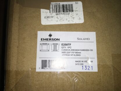 Emerson Sola HD transformer, E250TF, 0.250kva, NOS, LG-1006