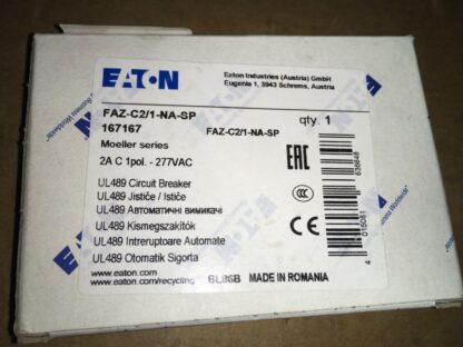 Eaton circuit breaker, FAZ-C2/1-NA-SP, 167167, 2A C 1pol.-277vac, KP-651