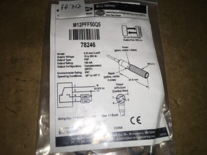 Banner 12mm photoelectric sensor~50mm range, M12PFF50Q5, KP-742