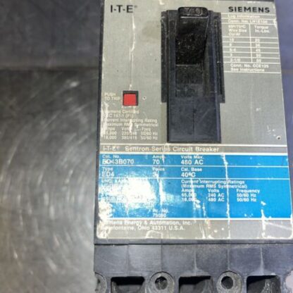 Siemens ITE Circuit Breaker #ED43B070, 70amp, Same Day Shipping HEHI-2358 - Image 2