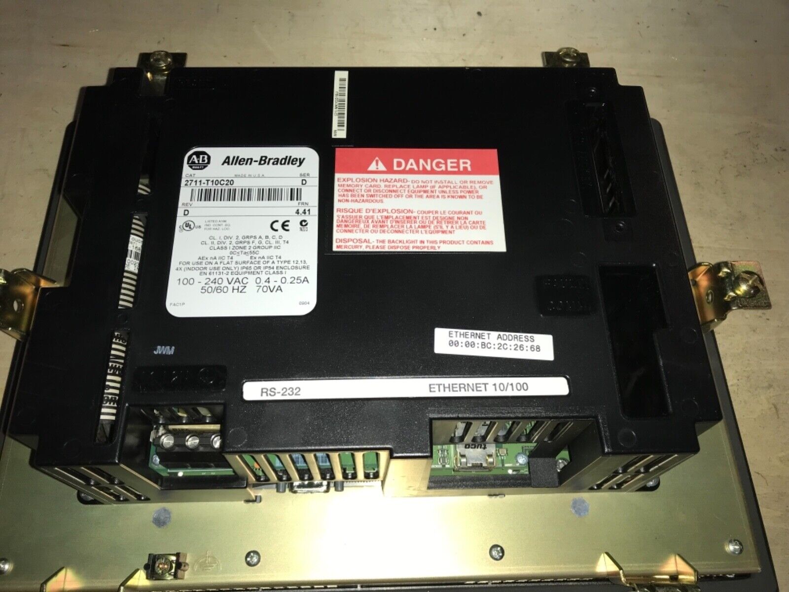 Allen-Bradley PanelView 1000, #2711-T10C20, REV-D, SER-D, FRN-4.41, PS-616 - Image 2