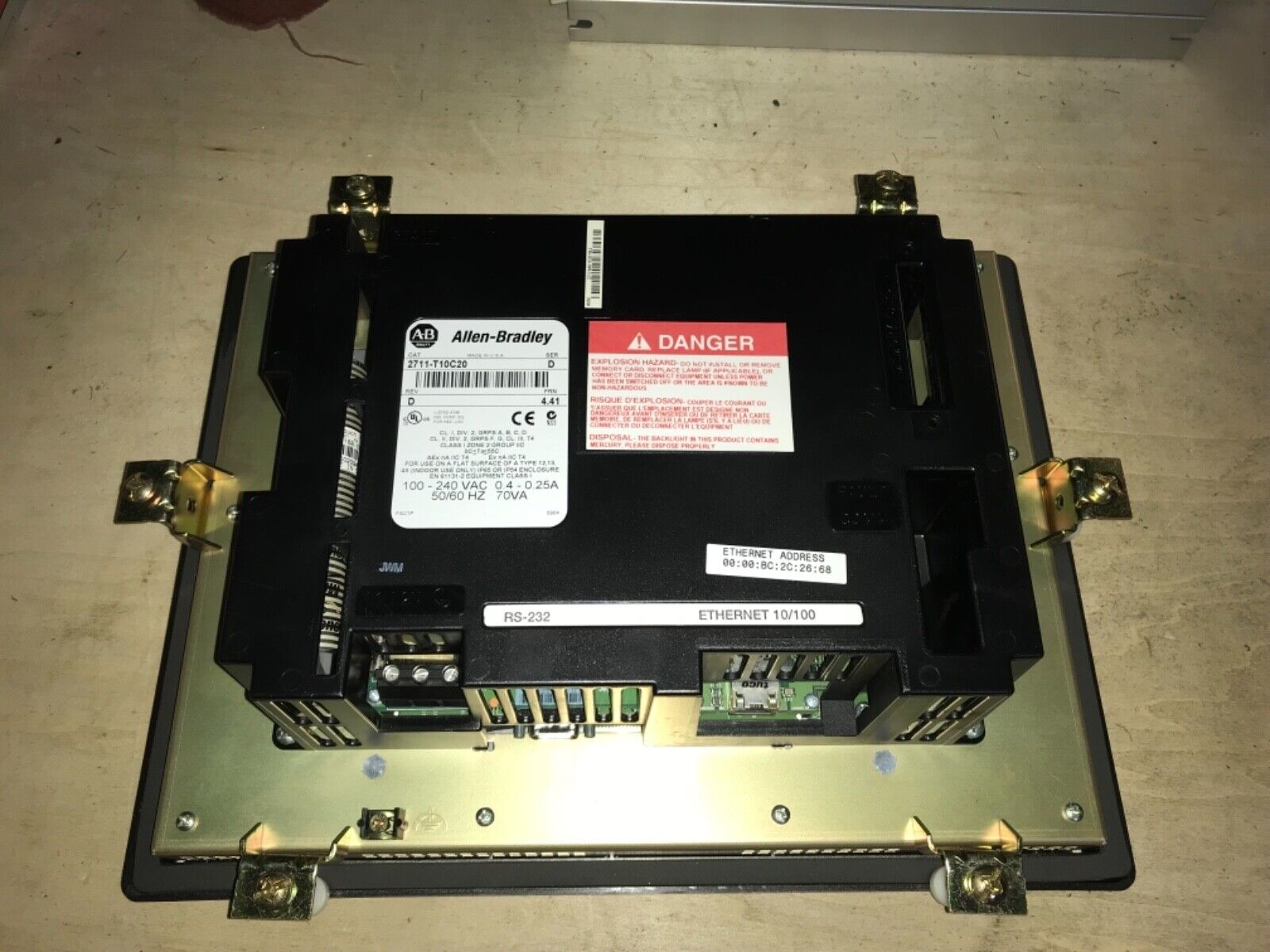 Allen-Bradley PanelView 1000, #2711-T10C20, REV-D, SER-D, FRN-4.41, PS-616 - Image 3