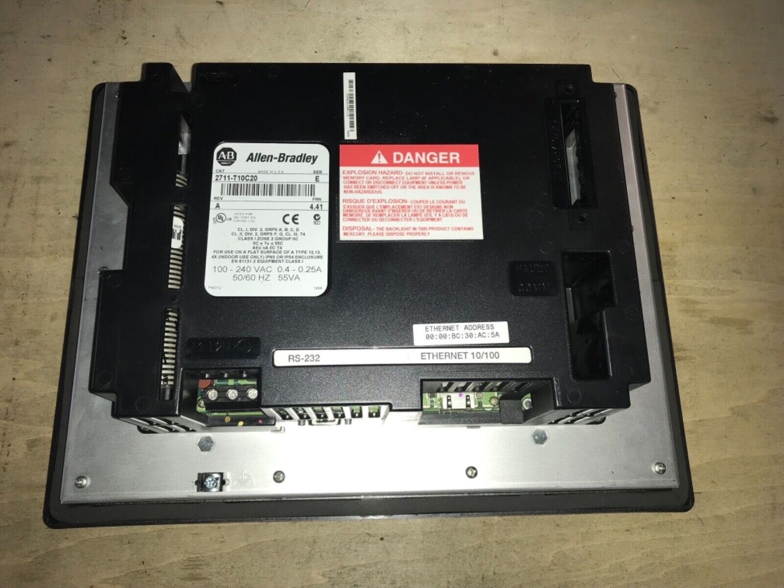 Allen-Bradley PanelView 1000, #2711-T10C20, REV-a, SER-E, FRN-4.41, PS-711 - Image 2