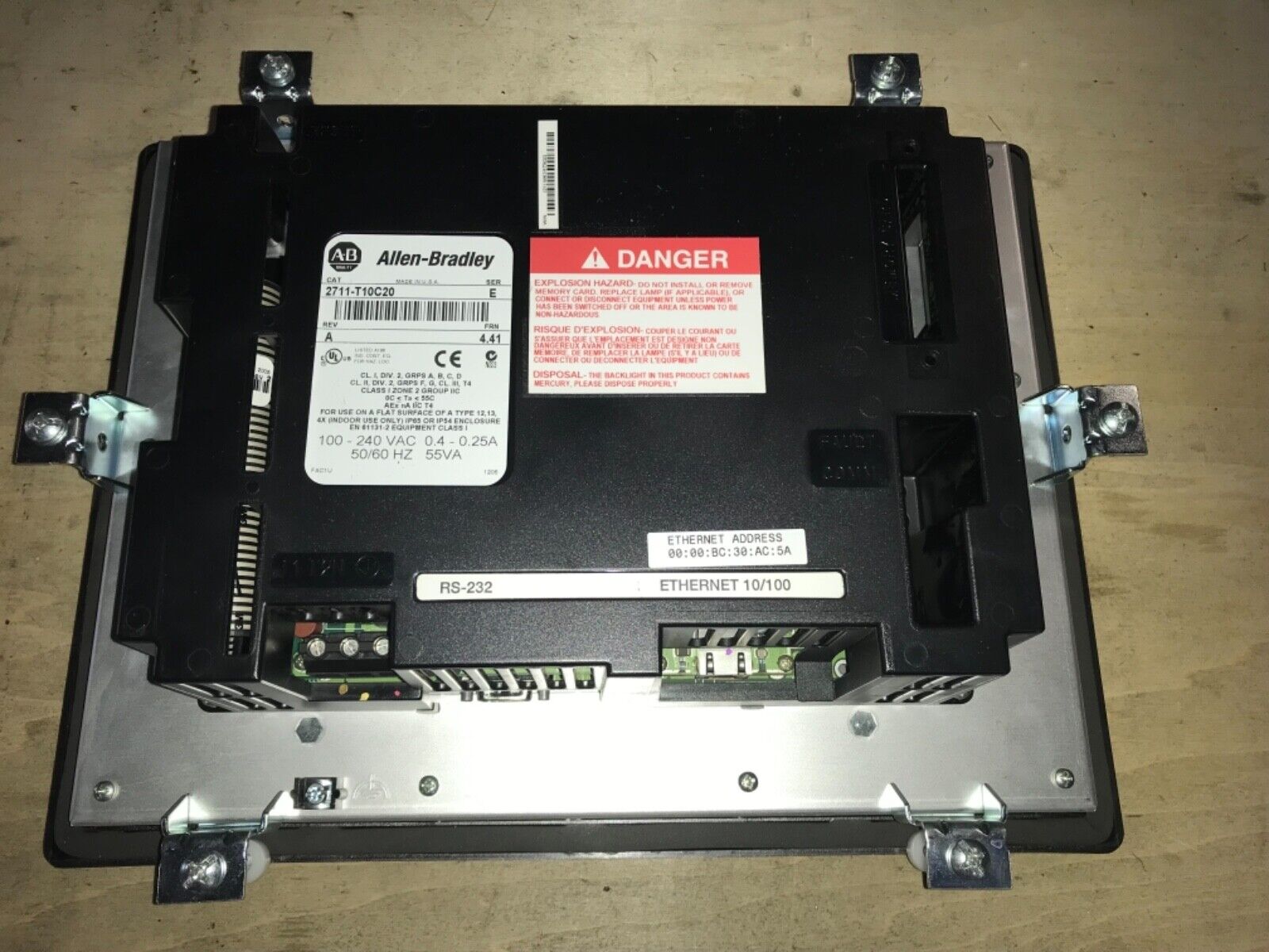 Allen-Bradley PanelView 1000, #2711-T10C20, REV-a, SER-E, FRN-4.41, PS-711 - Image 3