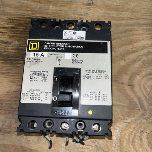 Square-D circuit breaker, 15amp, #FAL35015, 480V~250V, DR-1372