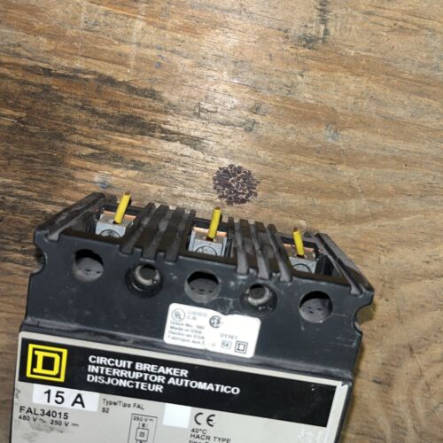 Square-D circuit breaker, 15amp, #FAL35015, 480V~250V, DR-1372 - Image 3