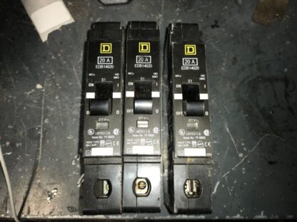 Lot of 3-Square d Breaker, #EDB14020, HEHI-265