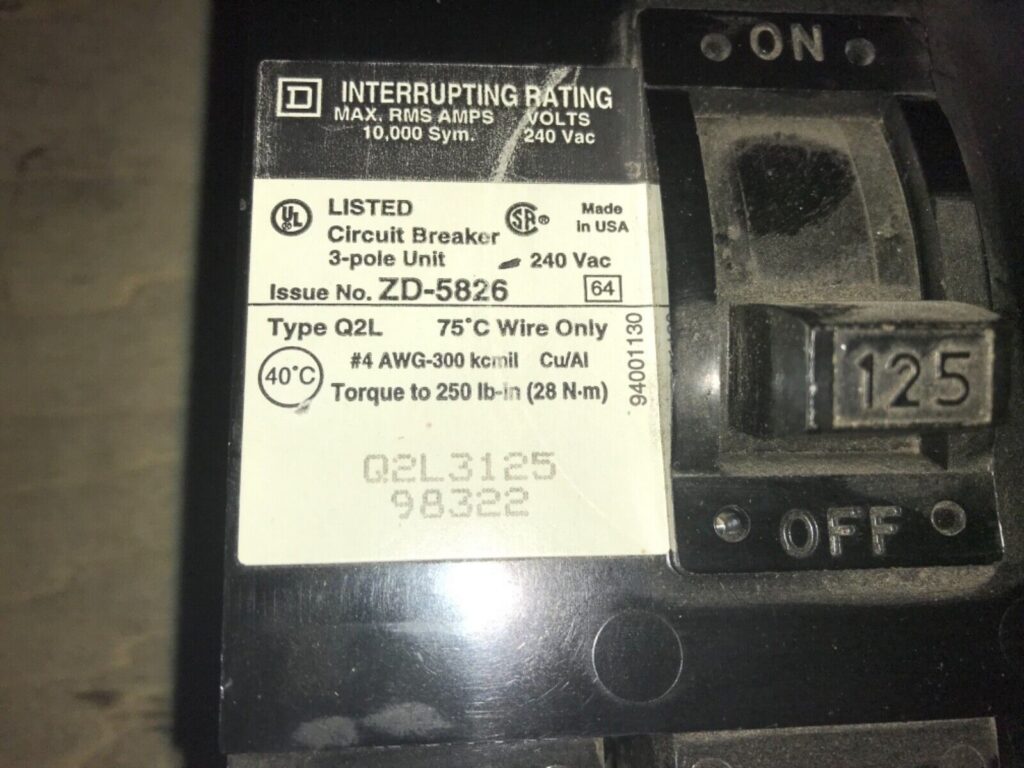 SQUARE D Circuit Breaker, #ZD-5826, 125amp, PS-715 - Image 5