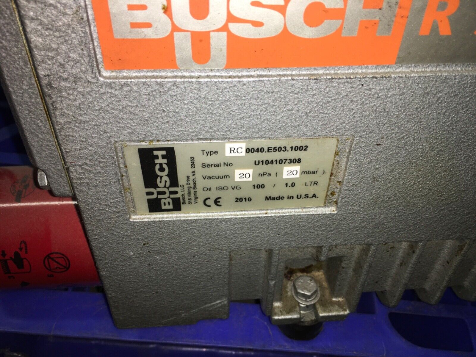Busch pump, type RA 0040.E503.1002, LG-372-2 - Image 2