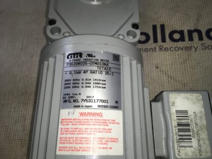 GTR 3-Phase Induction Motor, F3S20N025-UTM010NA, 0.1kW, Ratio 25:1, NOS, LG-2318 - Image 2