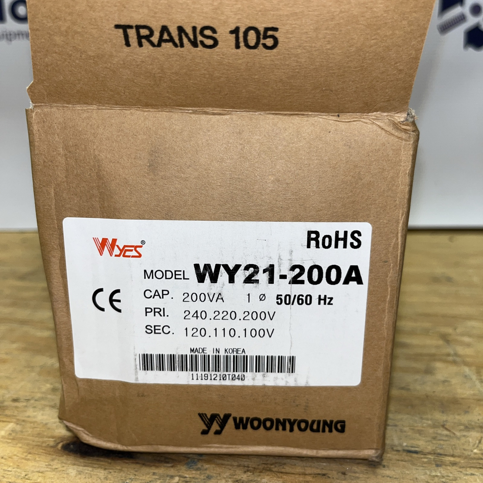 Wyes transformer, WY41-200A, 200VA, New Open Box LG-2235 - Image 2