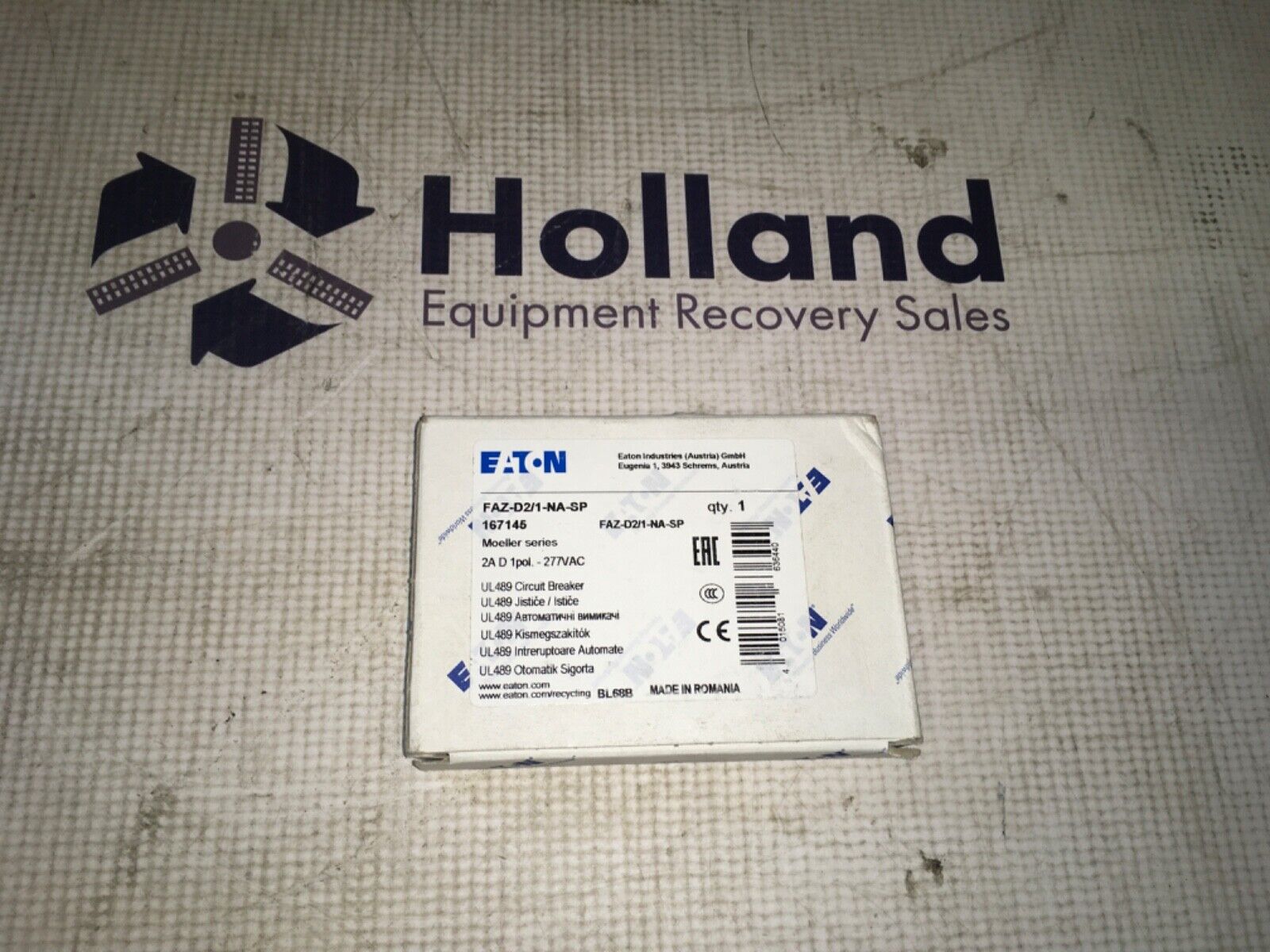 Eaton single pole breaker, FAZ-D2/1-NA-SP, 167145, 2A, NOS, KP-1014