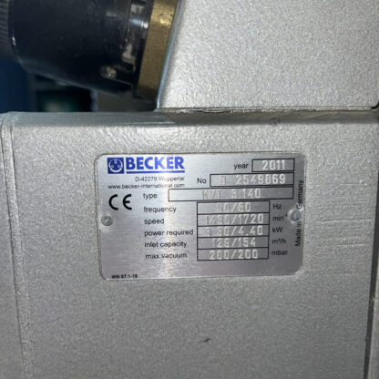 2-Becker Pump #KVT 3.140, 2011 And 2012, Toshiba #VFS9-4075PL-WN, HEHI-2380-1 - Image 2