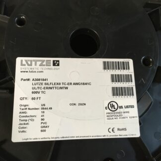 Lutze Silflex TC-ER AWG18/41C, 60ft, 600V TC, gray, 18awg,  NOS,  KP-1227