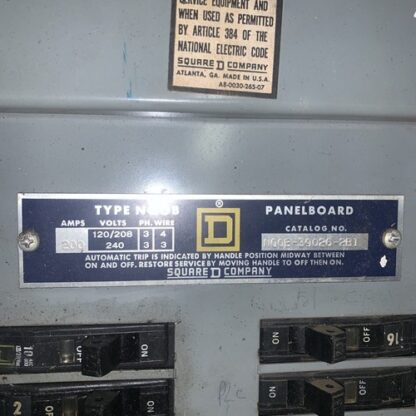 Square D Panel Box, #NQB-39026-2B1, 200amp Main, HEHI-1725 - Image 4