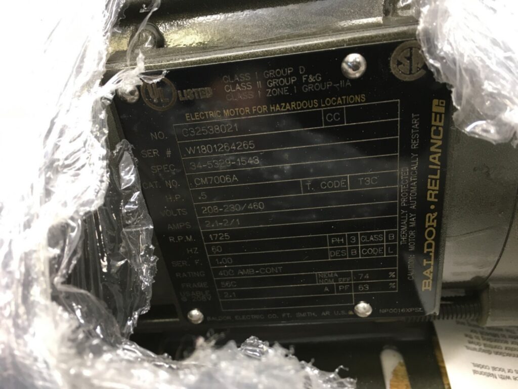 Baldor-Reliance .5hp motor, CM7006A, 208-230/460V, 1725rpm, NOS, LG-4460 - Image 2