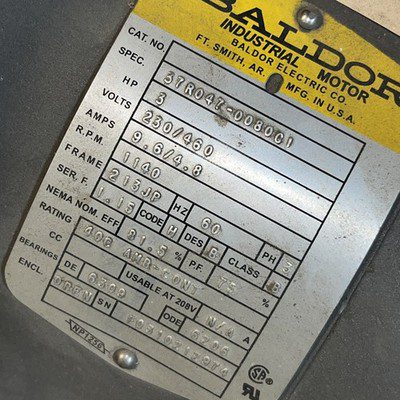 Baldor Motor, 3HP, 230/460v, 1140rpm, FR-213JP, , PS-35 - Image 2