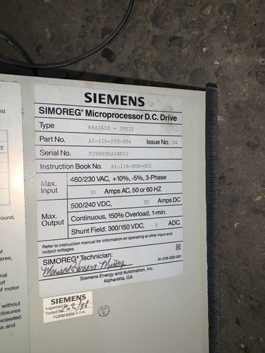 Siemens Drive, #6RA2418-2FS22, Pre-Owned, HEHI-1601 - Image 3