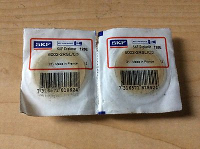 2-SKF Bearings #6002-2RSL/C3, NOS, (DR-1907)