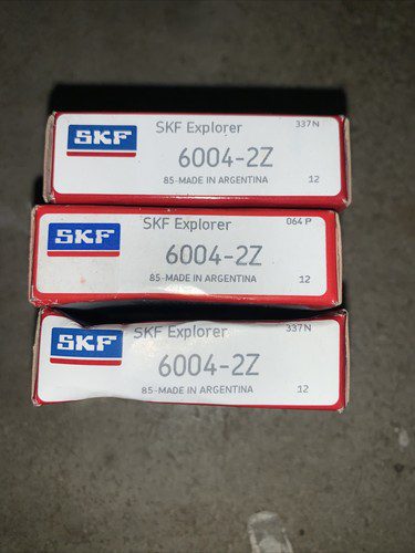 Lot-3 SKF Bearings #6004-2Z, NOS, (JFK-1409)