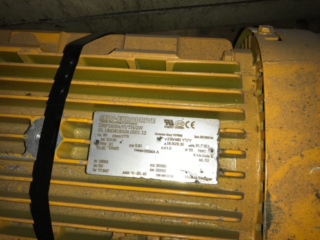 SEW EURODRIVE, Motor, #DRP160S4, #01.1840418509.011, 5.5KW, 1775rpm, 230/460v