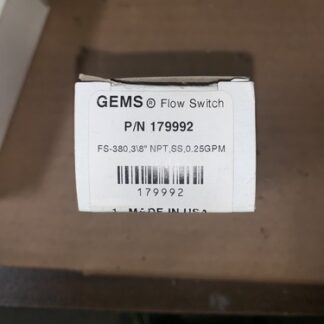 GEMS Sensors 179992 0.25 GPM FS-380 Flow Switch, NOS, (HEHI-1104)