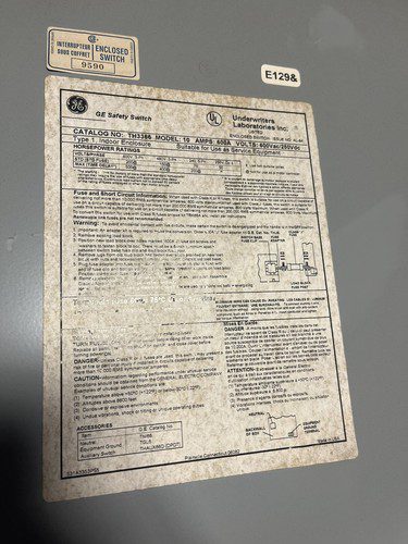 GE Switch #TH3366, 600amp, 500hp Max, Fused, pre-owned, (HEHI-2117) - Image 3
