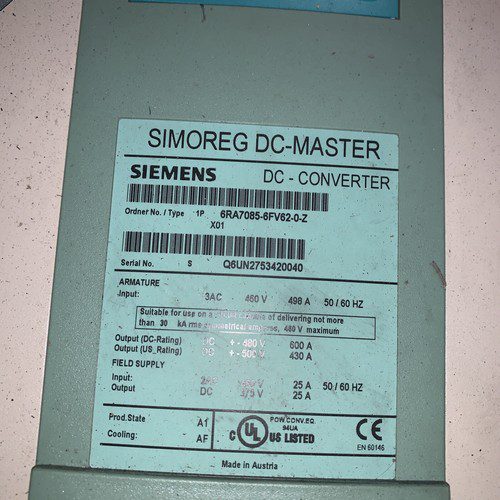 Siemens Drive #6RA7085-6FV62-0-Z, 460v, Freight Shipping, HEHI-1735 - Image 2