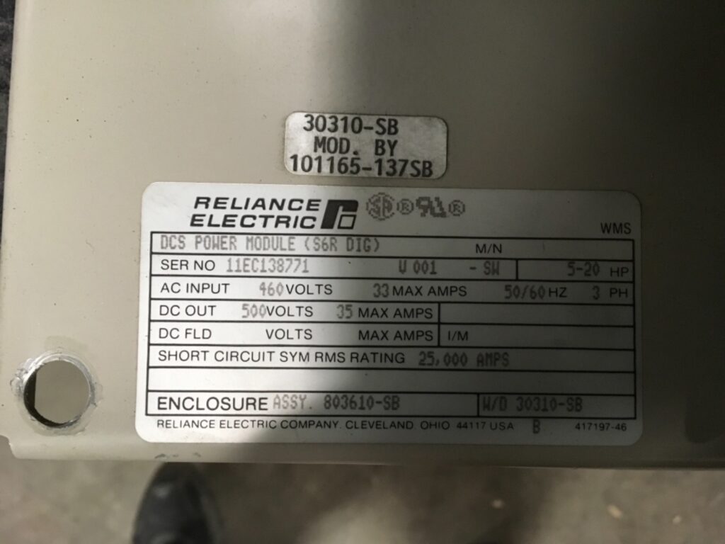 Reliance Electric Distributed System Power Module, S6R-DIG, 5-20hp, 500vdc out - Image 3