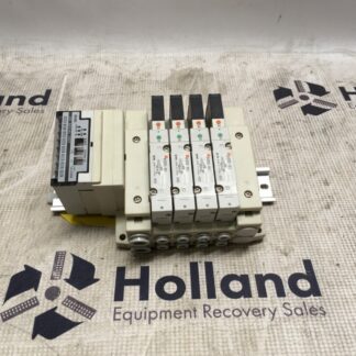 SMC manifold, EX120-SMJ1, valve, SV2200-5FU, NOS,  (LG-4949)