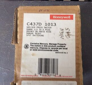 HONEYWELL #C437D 1013, gas/air press switch, range 1/2 to 5psig, NIB