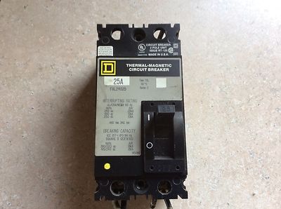 SQ-D 25amp, Thermal-Magnetic Circuit Breaker, #FAL24025, free shipping